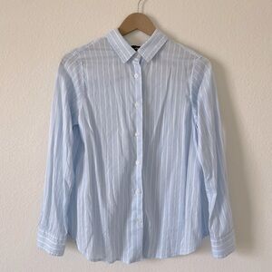 Blue and white stripe button down shirt